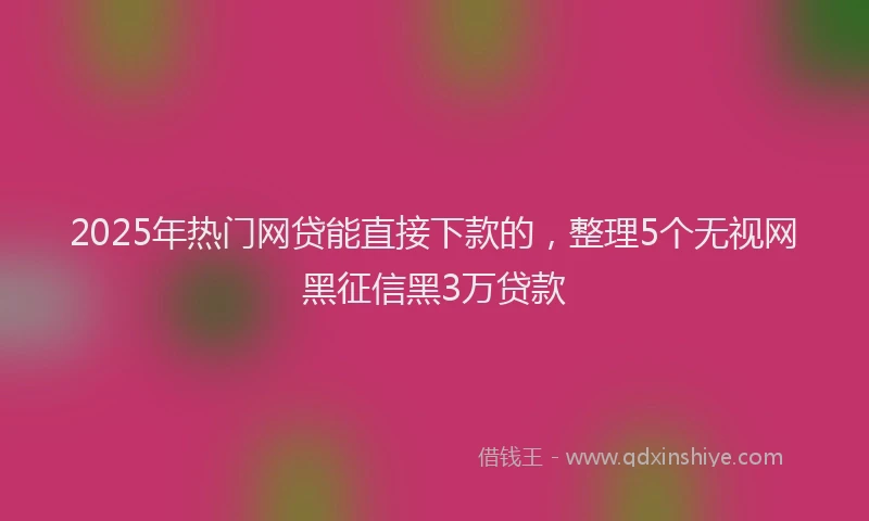 2025年热门网贷能直接下款的，整理5个无视网黑征信黑3万贷款