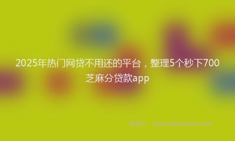 2025年热门网贷不用还的平台，整理5个秒下700芝麻分贷款app