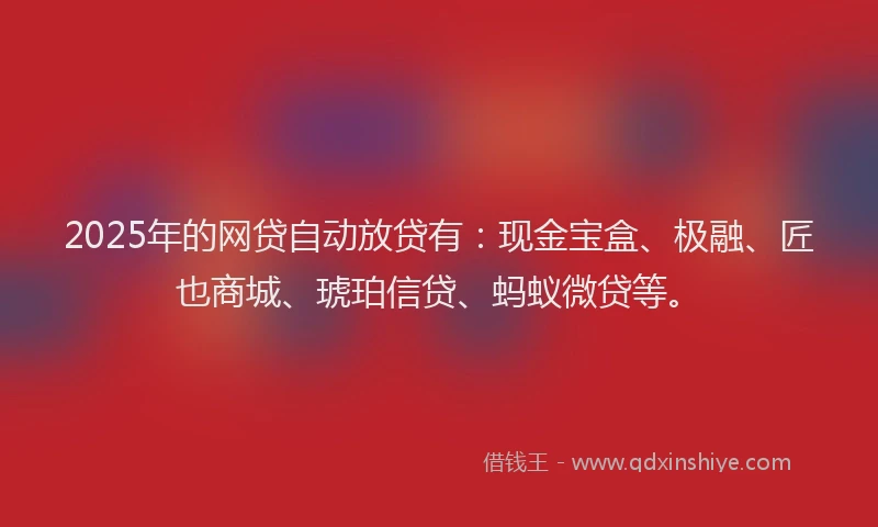 2025年的网贷自动放贷有：现金宝盒、极融、匠也商城、琥珀信贷、蚂蚁微贷等。