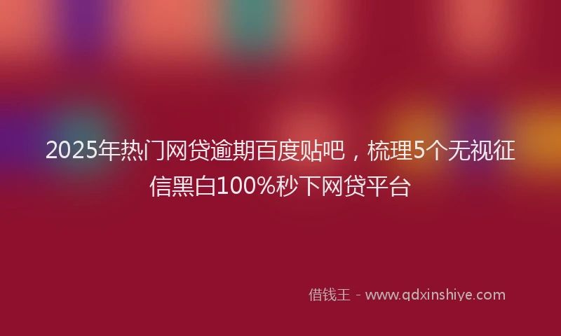 2025年热门网贷逾期百度贴吧，梳理5个无视征信黑白100%秒下网贷平台