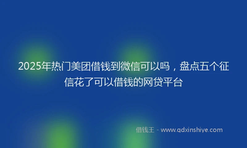 2025年热门美团借钱到微信可以吗，盘点五个征信花了可以借钱的网贷平台