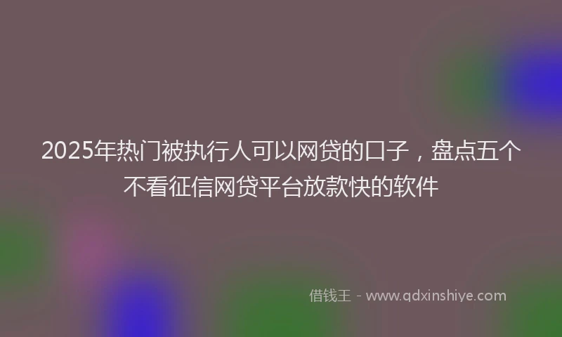 2025年热门被执行人可以网贷的口子，盘点五个不看征信网贷平台放款快的软件