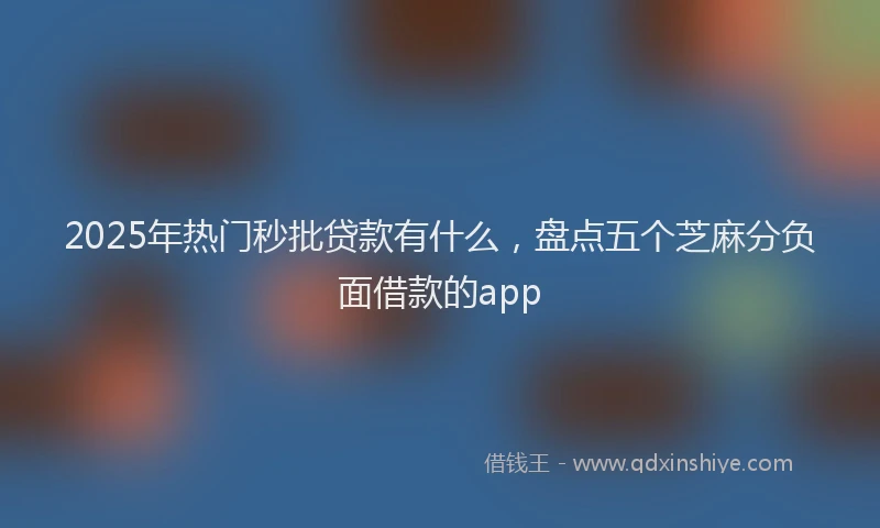 2025年热门秒批贷款有什么，盘点五个芝麻分负面借款的app