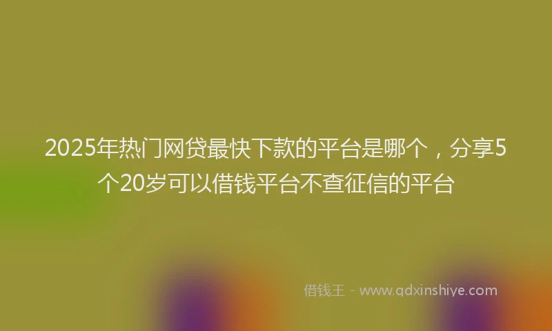 2025年热门网贷最快下款的平台是哪个，分享5个20岁可以借钱平台不查征信的平台