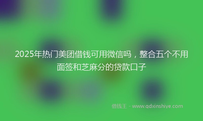 2025年热门美团借钱可用微信吗，整合五个不用面签和芝麻分的贷款口子