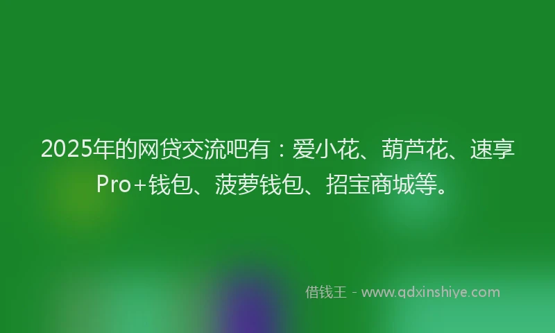 2025年的网贷交流吧有：爱小花、葫芦花、速享Pro+钱包、菠萝钱包、招宝商城等。