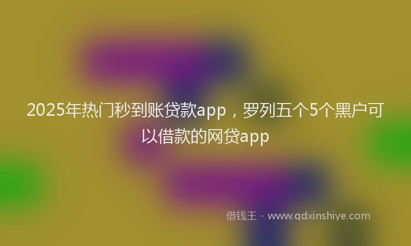 2025年热门秒到账贷款app，罗列五个5个黑户可以借款的网贷app