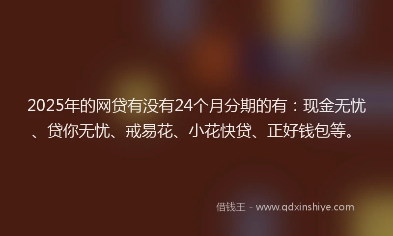 2025年的网贷有没有24个月分期的有：现金无忧、贷你无忧、戒易花、小花快贷、正好钱包等。
