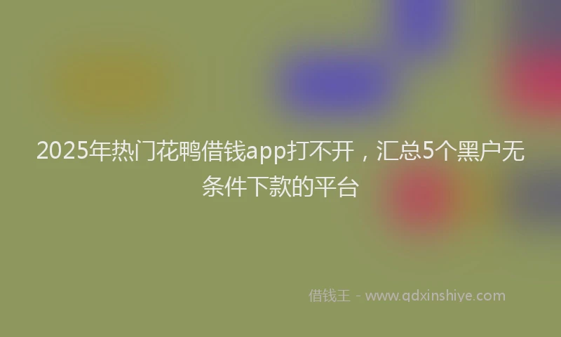 2025年热门花鸭借钱app打不开，汇总5个黑户无条件下款的平台