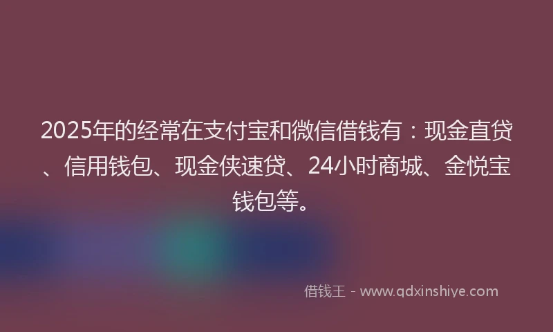 2025年的经常在支付宝和微信借钱有：现金直贷、信用钱包、现金侠速贷、24小时商城、金悦宝钱包等。
