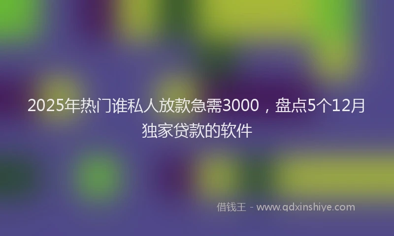 2025年热门谁私人放款急需3000，盘点5个12月独家贷款的软件