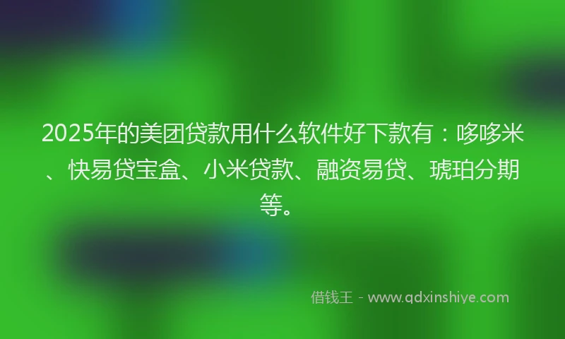 2025年的美团贷款用什么软件好下款有：哆哆米、快易贷宝盒、小米贷款、融资易贷、琥珀分期等。