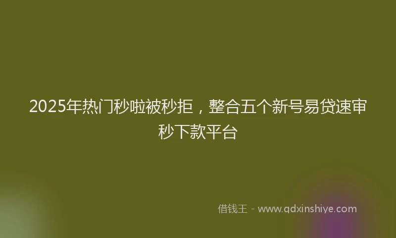 2025年热门秒啦被秒拒，整合五个新号易贷速审秒下款平台