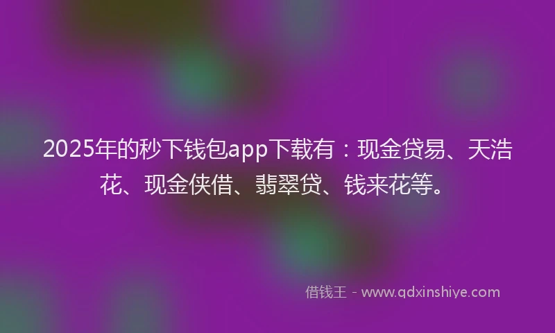 2025年的秒下钱包app下载有：现金贷易、天浩花、现金侠借、翡翠贷、钱来花等。