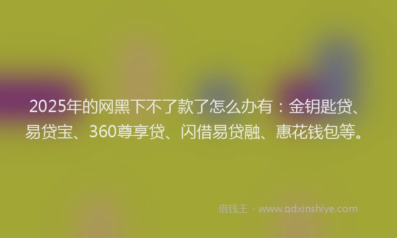 2025年的网黑下不了款了怎么办有：金钥匙贷、易贷宝、360尊享贷、闪借易贷融、惠花钱包等。