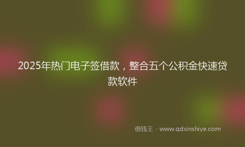 2025年热门电子签借款，整合五个公积金快速贷款软件
