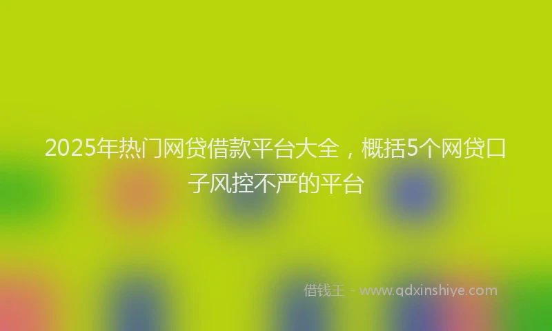2025年热门网贷借款平台大全，概括5个网贷口子风控不严的平台