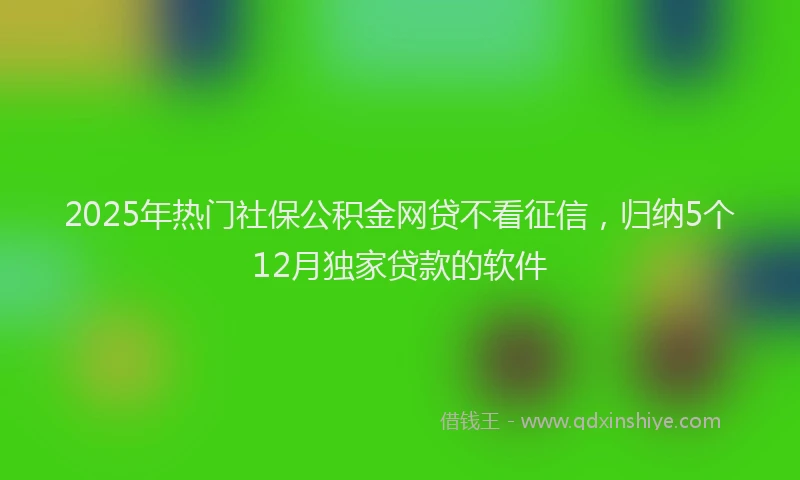 2025年热门社保公积金网贷不看征信，归纳5个12月独家贷款的软件