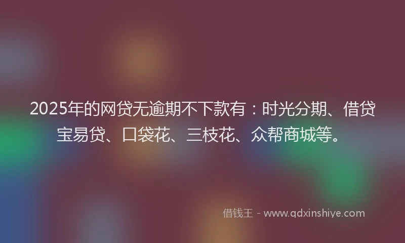 2025年的网贷无逾期不下款有：时光分期、借贷宝易贷、口袋花、三枝花、众帮商城等。