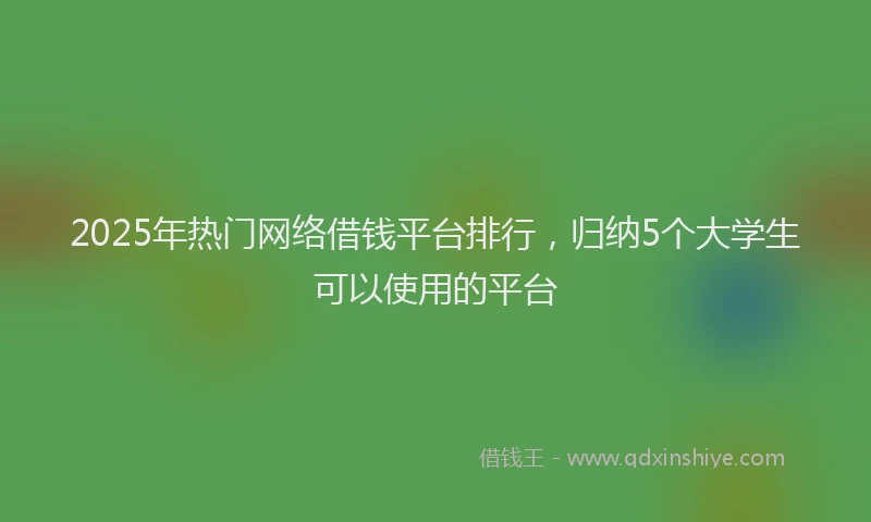 2025年热门网络借钱平台排行，归纳5个大学生可以使用的平台