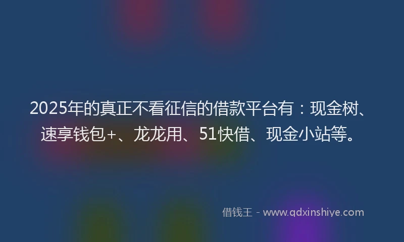 2025年的真正不看征信的借款平台有：现金树、速享钱包+、龙龙用、51快借、现金小站等。