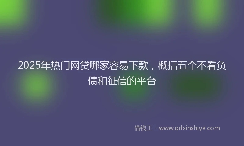 2025年热门网贷哪家容易下款，概括五个不看负债和征信的平台