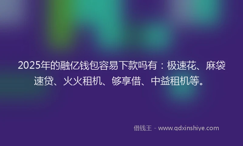 2025年的融亿钱包容易下款吗有：极速花、麻袋速贷、火火租机、够享借、中益租机等。