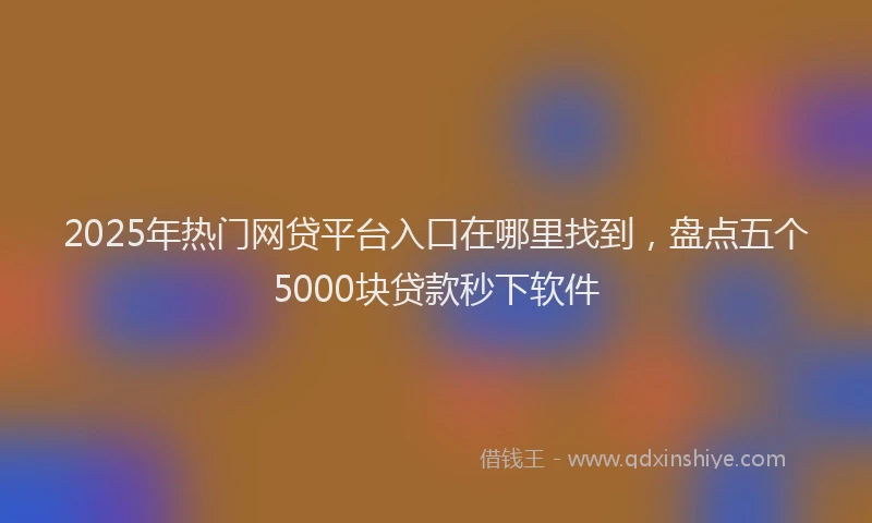 2025年热门网贷平台入口在哪里找到，盘点五个5000块贷款秒下软件