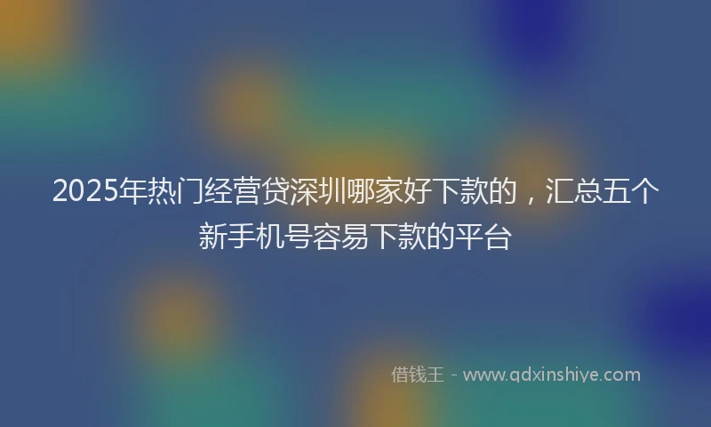2025年热门经营贷深圳哪家好下款的，汇总五个新手机号容易下款的平台