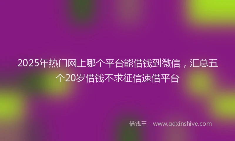 2025年热门网上哪个平台能借钱到微信，汇总五个20岁借钱不求征信速借平台