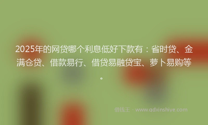 2025年的网贷哪个利息低好下款有：省时贷、金满仓贷、借款易行、借贷易融贷宝、萝卜易购等。