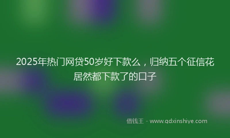 2025年热门网贷50岁好下款么，归纳五个征信花居然都下款了的口子