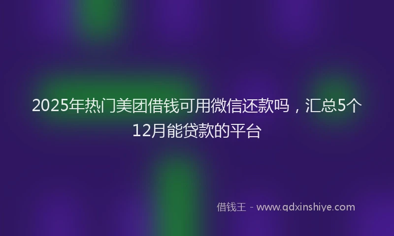 2025年热门美团借钱可用微信还款吗，汇总5个12月能贷款的平台