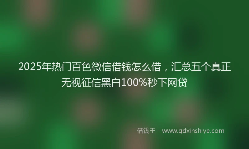 2025年热门百色微信借钱怎么借，汇总五个真正无视征信黑白100%秒下网贷