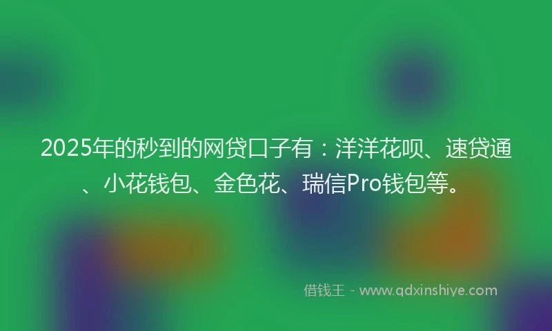 2025年的秒到的网贷口子有：洋洋花呗、速贷通、小花钱包、金色花、瑞信Pro钱包等。
