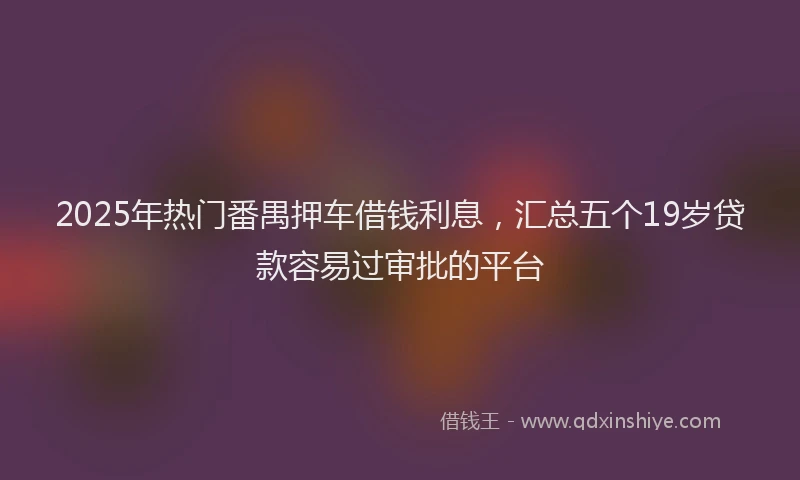 2025年热门番禺押车借钱利息，汇总五个19岁贷款容易过审批的平台