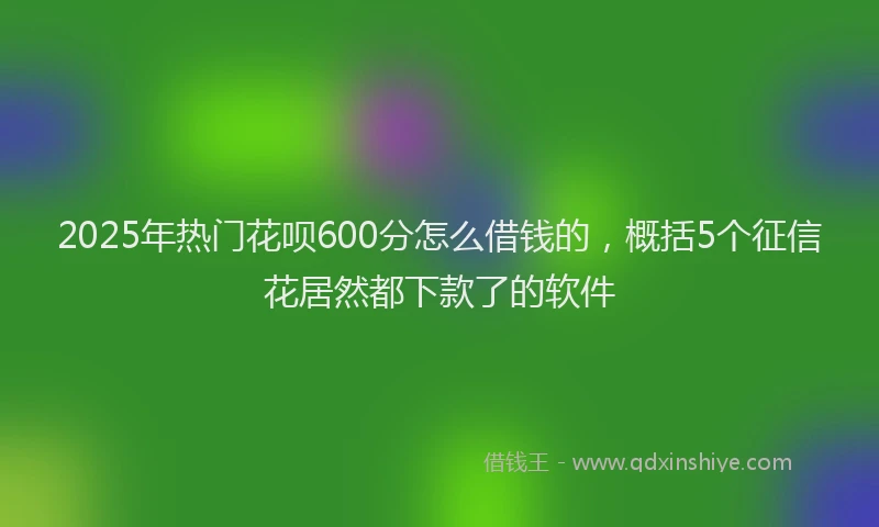 2025年热门花呗600分怎么借钱的，概括5个征信花居然都下款了的软件