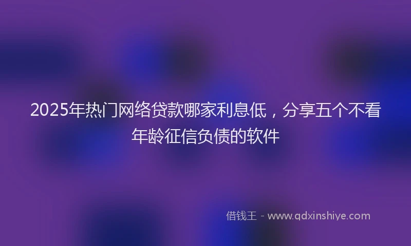2025年热门网络贷款哪家利息低，分享五个不看年龄征信负债的软件