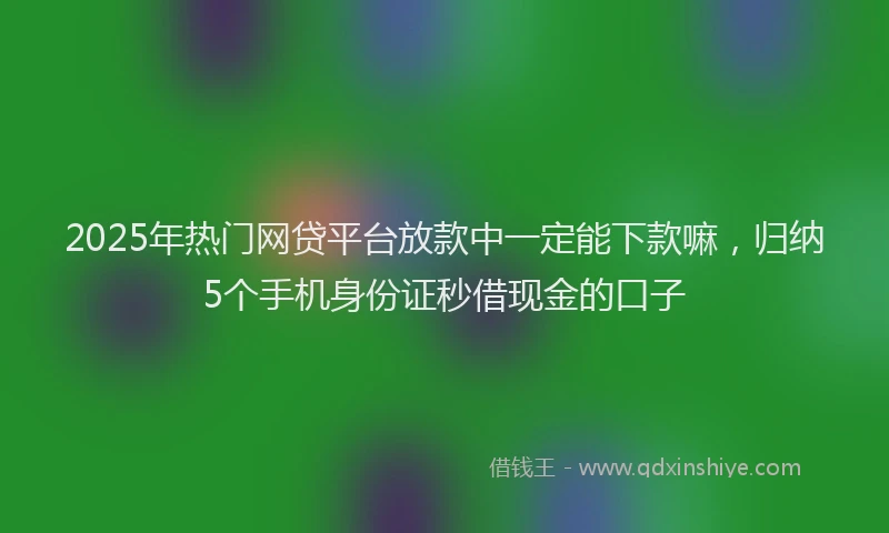 2025年热门网贷平台放款中一定能下款嘛，归纳5个手机身份证秒借现金的口子