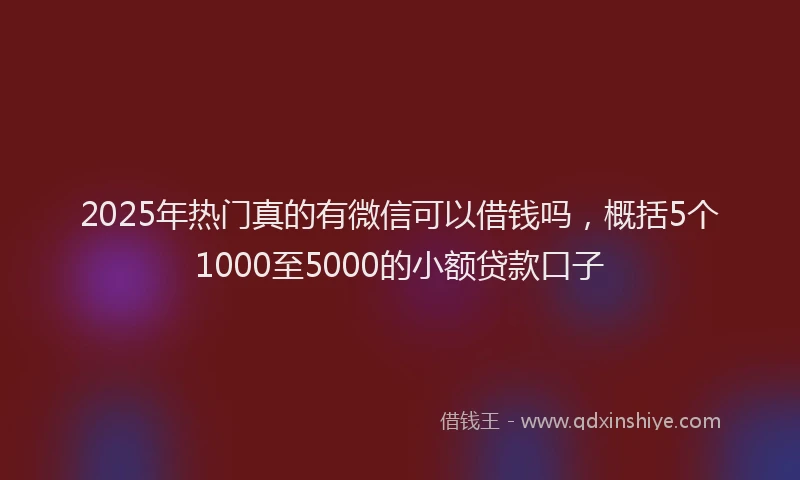 2025年热门真的有微信可以借钱吗，概括5个1000至5000的小额贷款口子