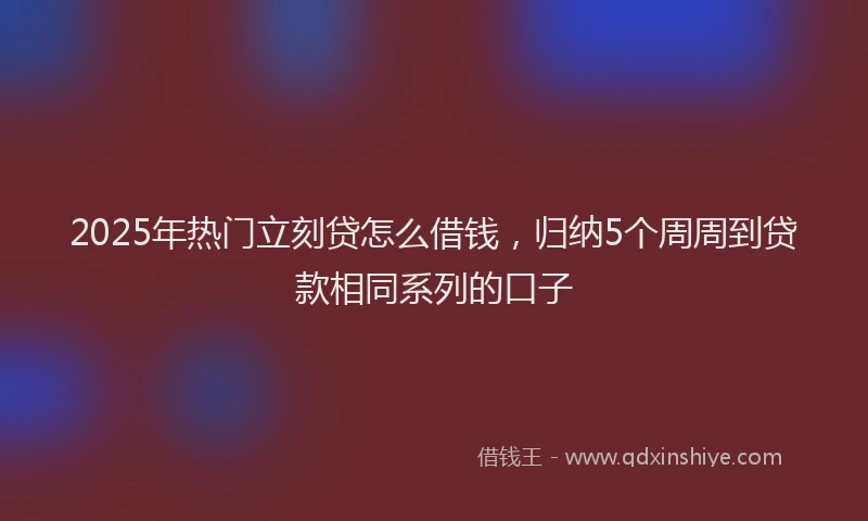 2025年热门立刻贷怎么借钱，归纳5个周周到贷款相同系列的口子