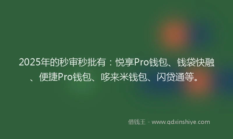 2025年的秒审秒批有：悦享Pro钱包、钱袋快融、便捷Pro钱包、哆来米钱包、闪贷通等。