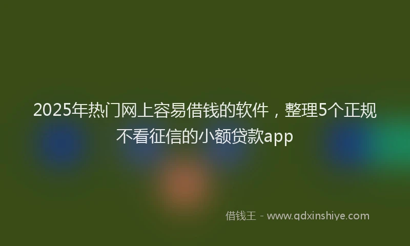 2025年热门网上容易借钱的软件，整理5个正规不看征信的小额贷款app