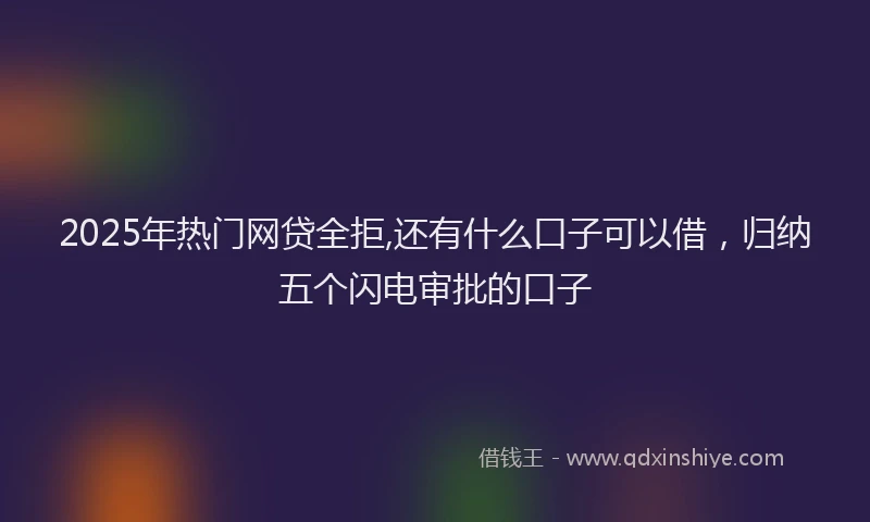 2025年热门网贷全拒,还有什么口子可以借，归纳五个闪电审批的口子