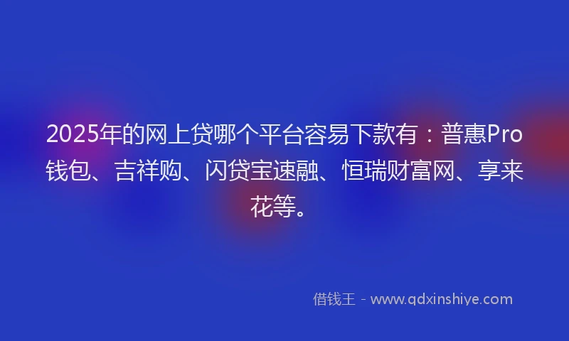 2025年的网上贷哪个平台容易下款有：普惠Pro钱包、吉祥购、闪贷宝速融、恒瑞财富网、享来花等。