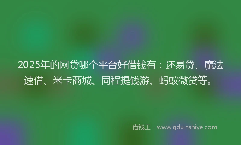 2025年的网贷哪个平台好借钱有：还易贷、魔法速借、米卡商城、同程提钱游、蚂蚁微贷等。