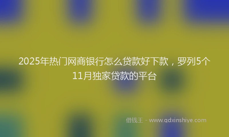 2025年热门网商银行怎么贷款好下款，罗列5个11月独家贷款的平台