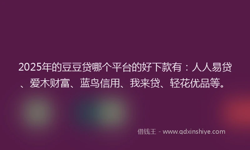 2025年的豆豆贷哪个平台的好下款有：人人易贷、爱木财富、蓝鸟信用、我来贷、轻花优品等。