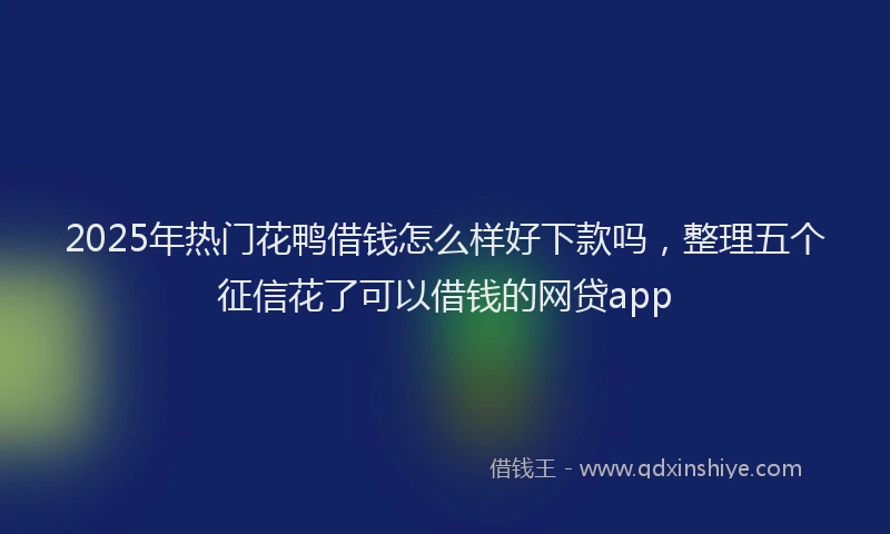 2025年热门花鸭借钱怎么样好下款吗，整理五个征信花了可以借钱的网贷app