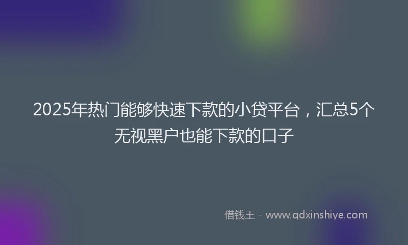2025年热门能够快速下款的小贷平台，汇总5个无视黑户也能下款的口子